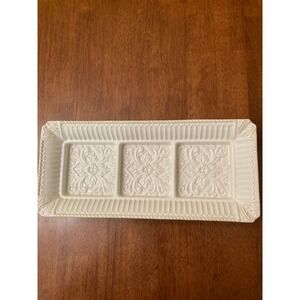 Lenox Divided Serving Tray Cream White Ceramic Appetizer Condiment Relish Dish